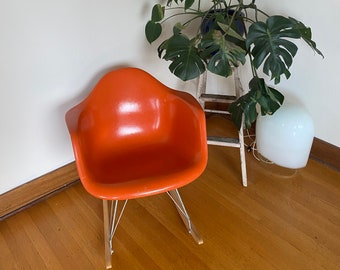 1970s Eames Shell Chair Orange Fiberglass