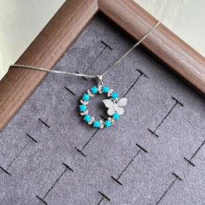 Natural Turquoise Pendant- 925 Sterling Silver Necklace- High Quality Turquoise- Gift for her