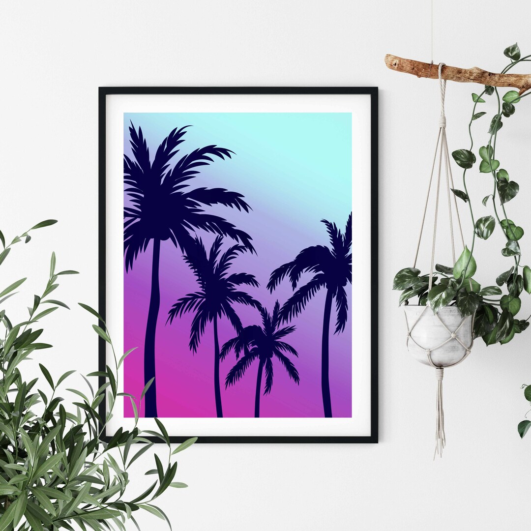 Palm Tree Wall Art 80s Nostalgia Printable Wall Art 90s Etsy