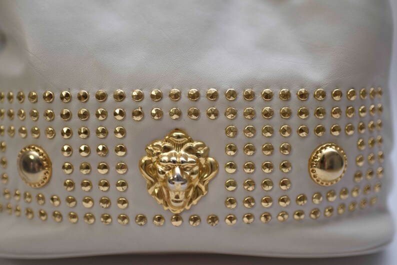 Vintage Bags by Pinky Genuine Leather Gold Studs Lion Shoulder