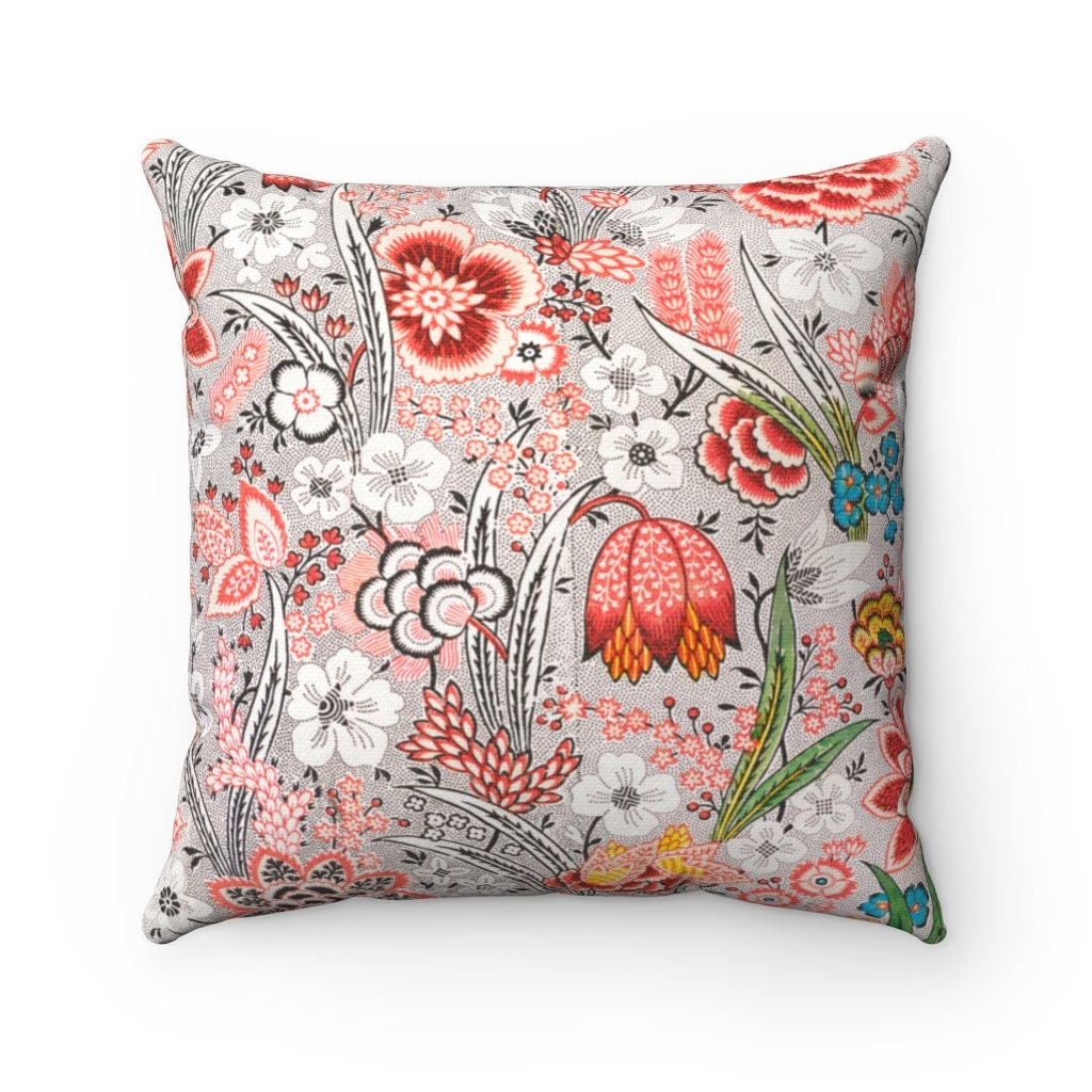 Oriental Floral Design Spun Polyester Square Pillow Case - Etsy