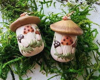 Boucles d'oreilles vintage Merry Mushroom Mushroom boîte en pâte polymère