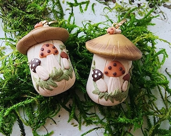 Vintage Merry Mushroom Mushroom Canister Polymer Clay Earrings