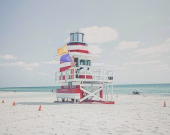 Lifeguard Miami Print, Beach Photography, Art Print, Giclée, Fine Art, Photography Beach Decor, Wall Art, Lifeguard Towers