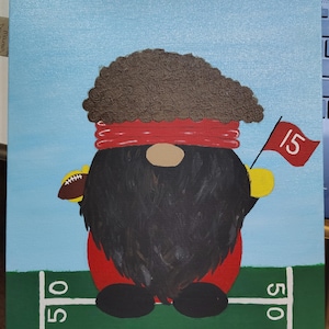Art gnome de Patrick Mahomes : toile peinte à la main KC Chiefs (9 x 12 po.)