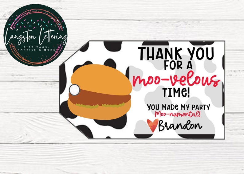 Printable Eat More Chicken Thank You Tags Fast Food Goodie - Etsy