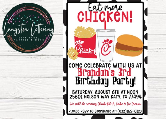 Printable Eat More Chicken Invitation Chicken Lovers - Etsy