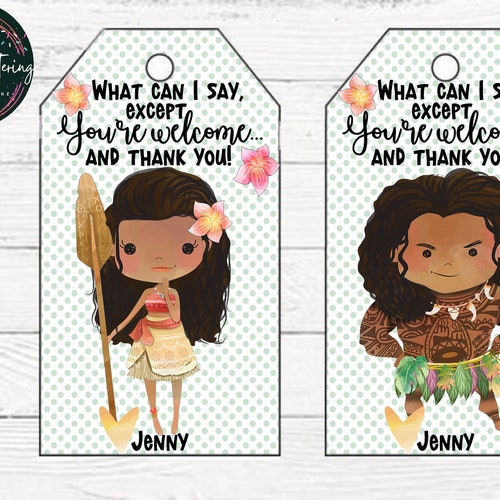 MOANA THANK YOU Favor Tags Moana Favor Tags Moana Birthday - Etsy