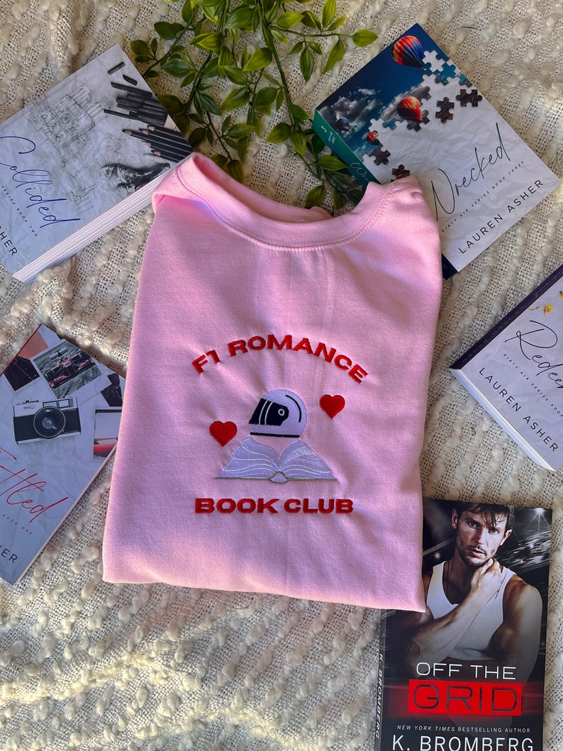 F1 Romance Book Club Embroidered Sweatshirt / F1 Romance / Book Merch / Book sweatshirt zdjęcie 1