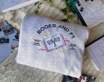 Boeken en F1 geborduurd sweatshirt / F1 Romantiek / Boek Merch / Boek sweatshirt