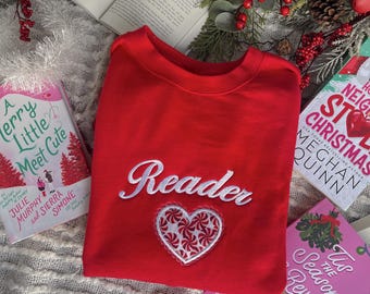 Reader Peppermint Sweatshirt / Book Merch / Holiday Bookish Merch / Christmas Book Merch