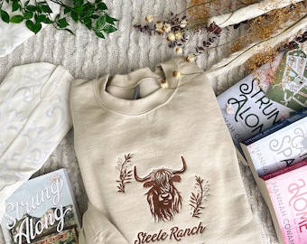 Cherry Peak Sweatshirt/ Steele RanchHannah Cowan Merch/ Book Merch/ Embroidered Bookish Sweatshirt / Strung Along Hannah Cowan/ Brody Steele