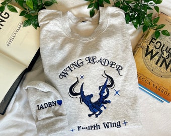 WingLeader Xaden Riorsen Sweatshirt/ Licensed Fourth Wing Merch/ Embroidered Fourth Wing Sweatshirt/ Fourth WinG Rebecca Yarros