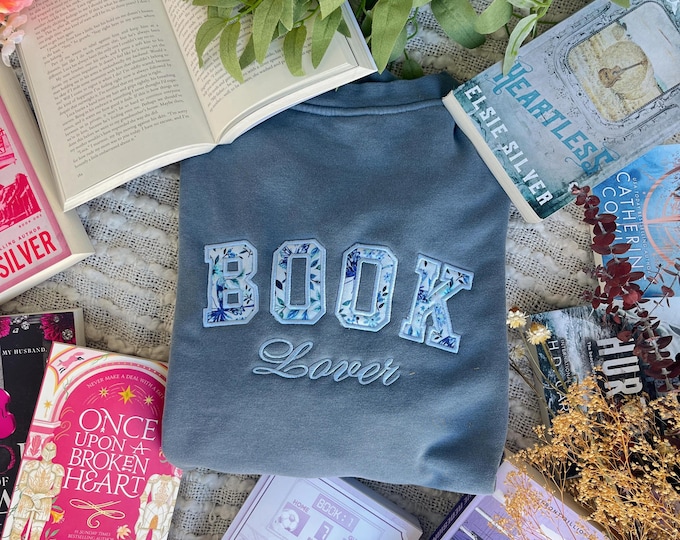 Book Lover Sweatshirt Blue / Embroidered Bookish Merch / Book Merch ...