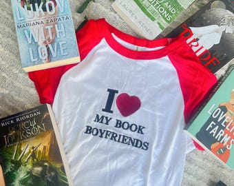 I Heart My Book Boyfriends Baby Tee / Bookish Baby tee / Book Merch / Embroidered Book merch