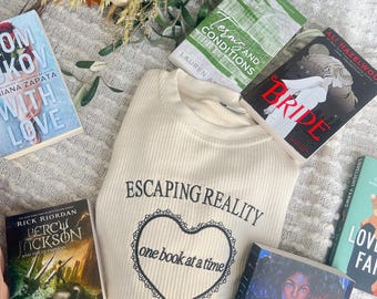 Escaping Reality Crewneck / Embroidered Book merch / Bookish Sweatshirt / Bookish Merch