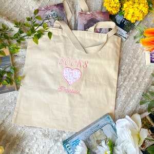 Bookish Canvas Tote Bags | Bookish Merch | Book Tote Bags |Books inside Tote | Book Gifts | Reader Gifts