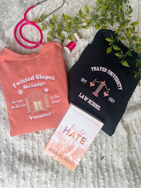 Twisted Hate Sweatshirt/ Thayer University Merch / Twisted Series Merch /  LICENSED Ana Huang Merch / Embroidered Book Sweatshirt 