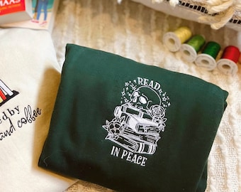 Read In Peace Embroidered Sweatshirt | Book Sweatshirt | Booktok | Bookstagram | Bookworm Gifts | Librarian Gifts