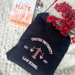 Twisted Hate Sweatshirt/ Thayer University Merch / Twisted Series Merch / LICENSED Ana Huang Merch / Embroidered Book Sweatshirt
