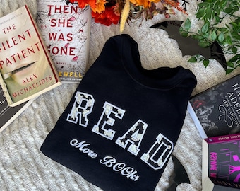 Read More Books Sweatshirt / Ghost Applique Sweatshirt / Halloween Book Merch / Embroidered Halloween Bookish Sweatshirt