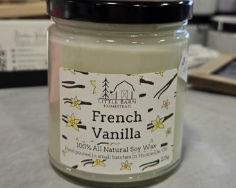 French Vanilla Soy Candle – Creamy, Sweet & Cozy – Classic Decor 8oz – Eco-Friendly Long-Lasting
