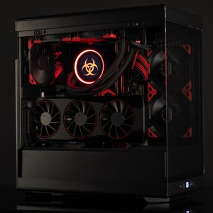 Gaming PC | &quot;Containment&quot; | 9070 XT| Minimalist black tower with customizable AIO screen