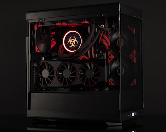 Gaming PC | "Containment" | 9070 XT| Minimalist black tower with customizable AIO screen