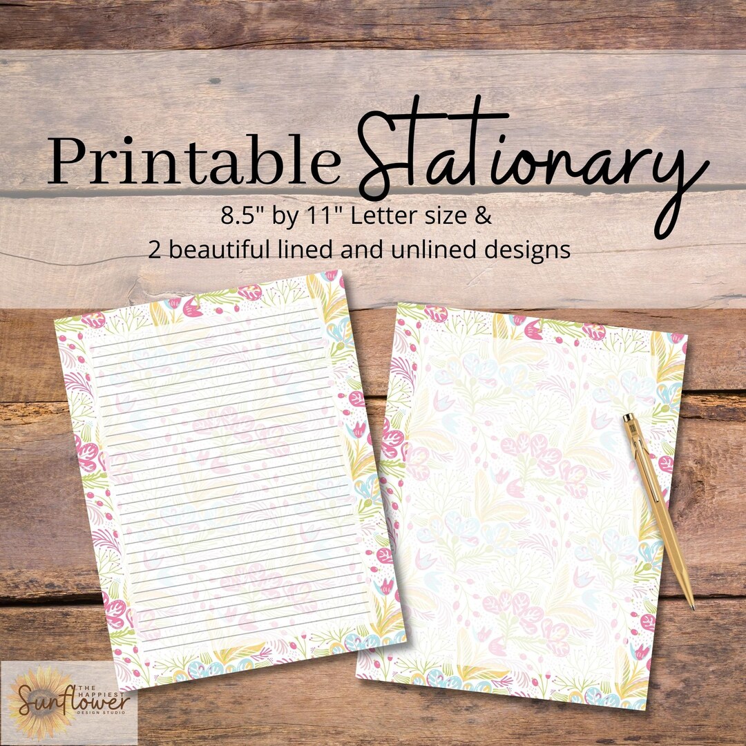 Pastel Floral Printable Stationary, Floral Printable Stationary Paper ...