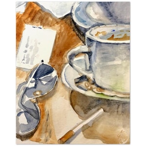 Cafe Art, Coffee Painting, Still Life Painting, Watercolor Painting