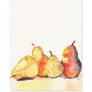 Pear Painting, Still Life Fruit, Watercolor Art Print