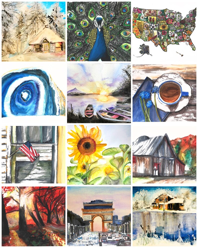 2023 12 month Wall Calendar Watercolor Calendar Art Calendar Etsy