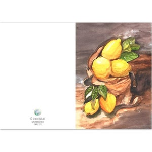 Carte piegate da 10 confezioni: pittura ad acquerello di natura morta al limone