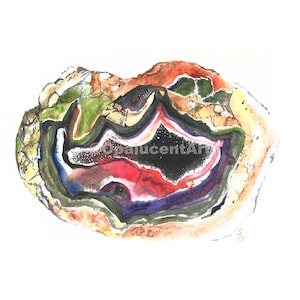Digital: Geode Art, Watercolor Painting, Gem and Mineral Art