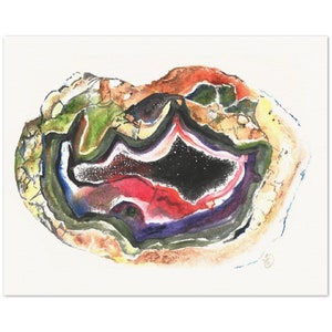 Geode Art, Watercolor Painting, Gem and Mineral Art