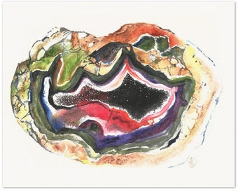 Arte Geoda, Pintura de acuarela, Arte de gemas y minerales