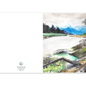Carte piegate da 10 pezzi: Juneau Alaska Watercolor Art Print, Alaskan Landscape, Seascape Painting