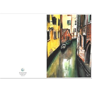 Cartes pliées de 10 paquets: Venise, Italie Peinture à l’aquarelle, Décoration murale d’Italie, Paysage urbain, Canal vénitien, Gondole, Art de voyage