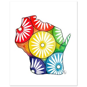 Memorial Union Rainbow Terrace Chairs, Terrace Chairs, UW Madison, Sunburst Chair, Madison, WI, Watercolor Art Print