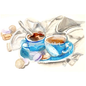 Paquet de 10 cartes pliées: art de café, peinture de nature morte, impression d’art à l’aquarelle