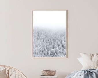 Snowy Pines: Mountain Winter Art, Canvas or Print