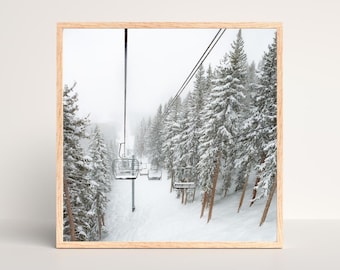 Park City Ski Lift Print: Snowy Mountain Photography, Winter Cabin Art, Canvas or Print