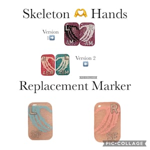 One Single Replacement Skeleton Hands Heart on Glitter X-ray Marker with Initials or Numbers, choose left or right. (Not a set)