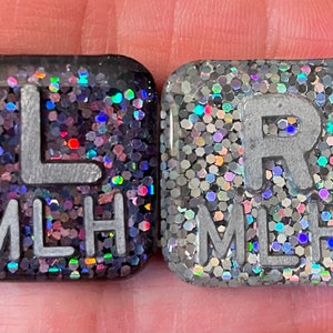 Square Glitter X-ray Markers with Initials