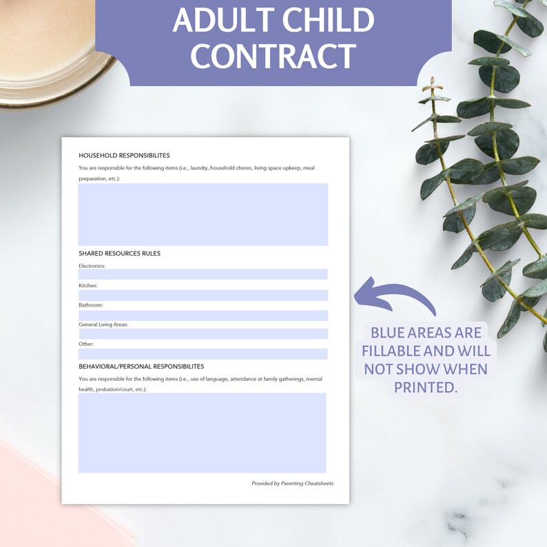 Adult Child Contract Living Agreement Parenting Contract Etsy