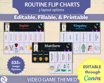 Bedtime Routine | Editable Bedtime Routine Chart | Editable Chore Checklist | Printable Routine | Schedule | Montessori | Video Game A02