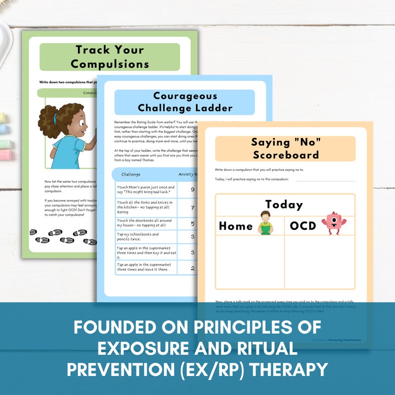 OCD Worksheets For Kids OCD Therapy Worksheets Printable Worksheets For Kids CBT Worksheets Exposure Therapy For Kids image 4