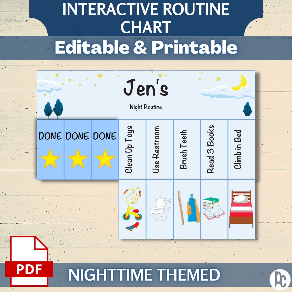 Bedtime Routine Editable Bedtime Routine Chart Editable Chore Checklist ...