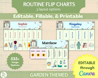 Kids Routine | Editable Morning Routine | Editable Chore Chart for Kids | Printable Schedule for Kids | Kids Folding Checklist | Garden A02