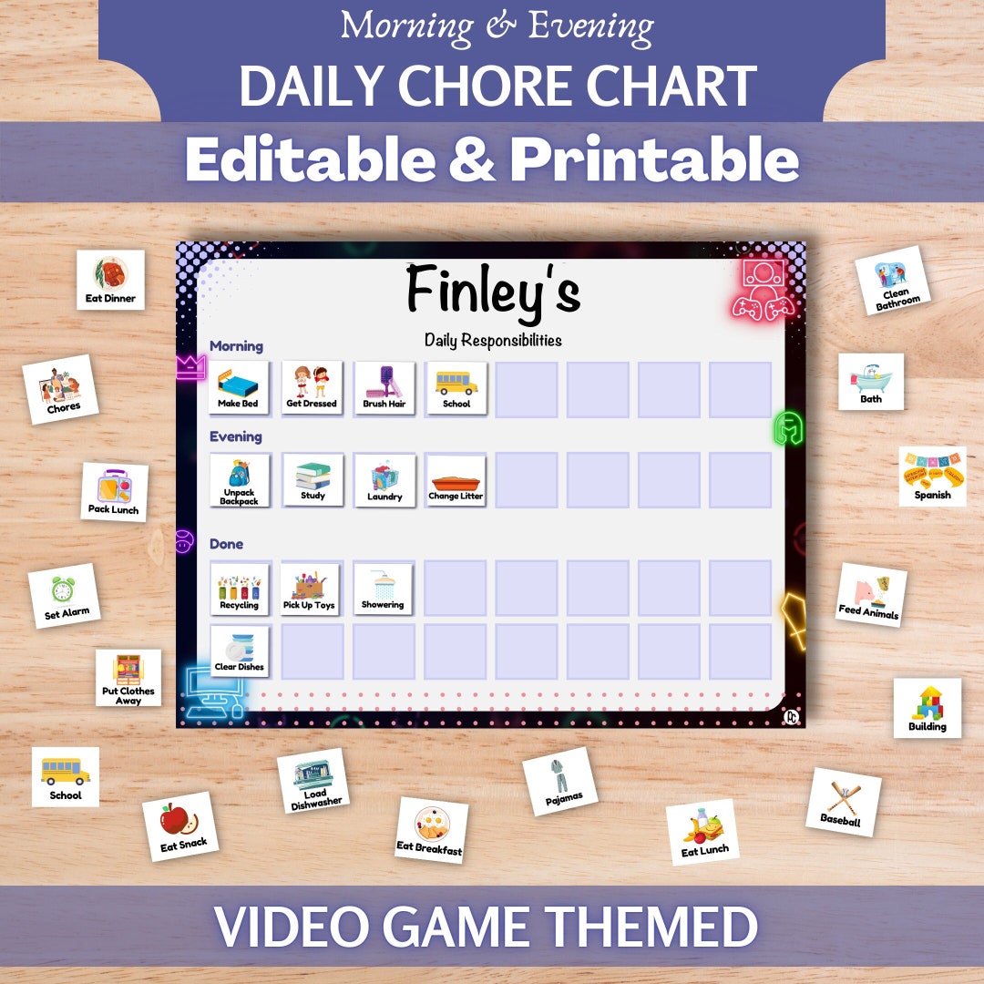 Homeschool Planner Visual Chart Evening Activities Etsy